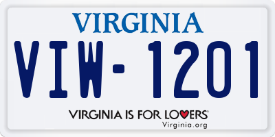 VA license plate VIW1201