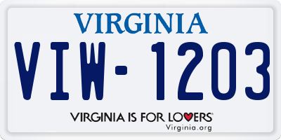 VA license plate VIW1203