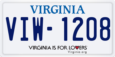 VA license plate VIW1208