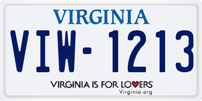 VA license plate VIW1213