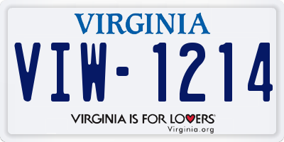 VA license plate VIW1214