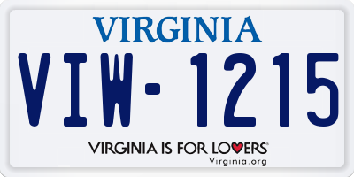 VA license plate VIW1215