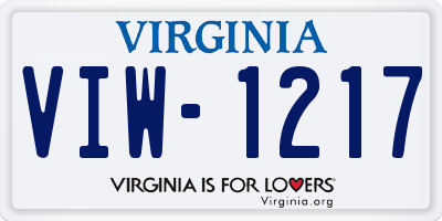 VA license plate VIW1217