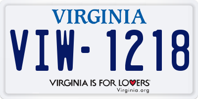 VA license plate VIW1218