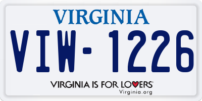 VA license plate VIW1226