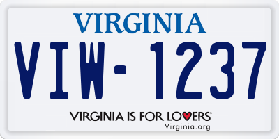VA license plate VIW1237