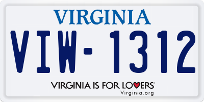 VA license plate VIW1312