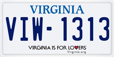 VA license plate VIW1313