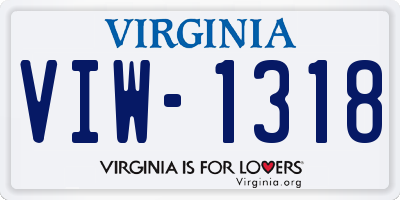 VA license plate VIW1318
