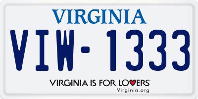 VA license plate VIW1333