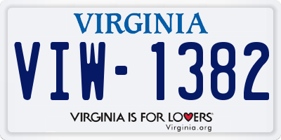 VA license plate VIW1382