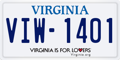 VA license plate VIW1401