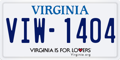VA license plate VIW1404