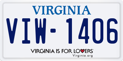 VA license plate VIW1406