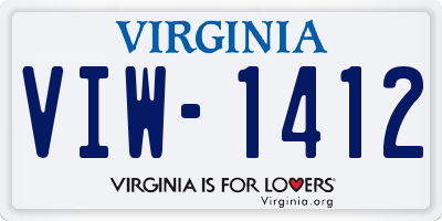 VA license plate VIW1412