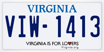 VA license plate VIW1413