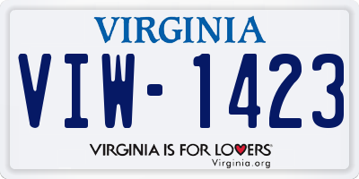 VA license plate VIW1423