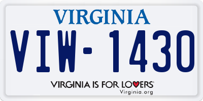 VA license plate VIW1430