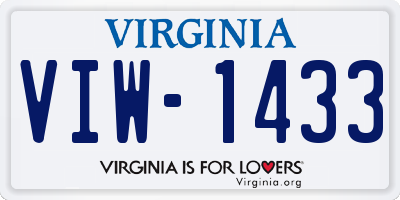 VA license plate VIW1433