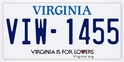 VA license plate VIW1455