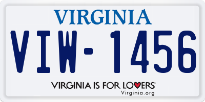 VA license plate VIW1456
