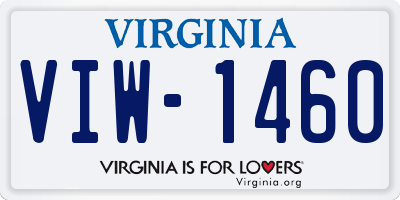 VA license plate VIW1460