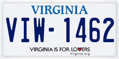 VA license plate VIW1462