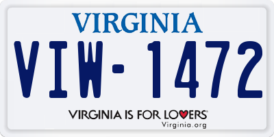 VA license plate VIW1472