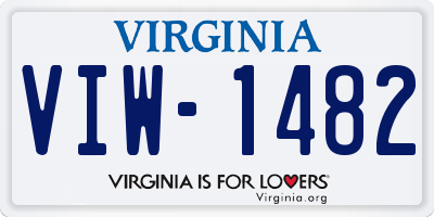 VA license plate VIW1482