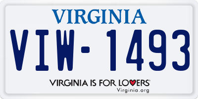 VA license plate VIW1493