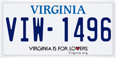 VA license plate VIW1496
