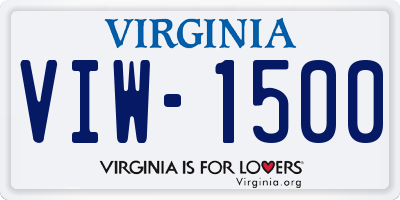 VA license plate VIW1500