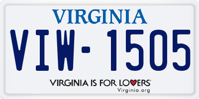 VA license plate VIW1505