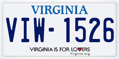 VA license plate VIW1526