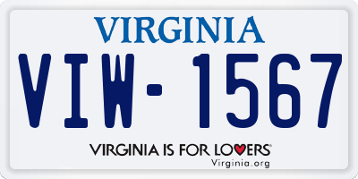 VA license plate VIW1567