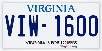 VA license plate VIW1600