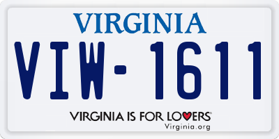 VA license plate VIW1611