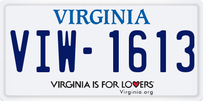 VA license plate VIW1613