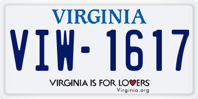 VA license plate VIW1617