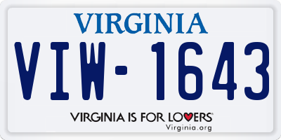 VA license plate VIW1643