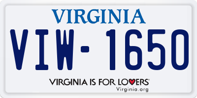 VA license plate VIW1650
