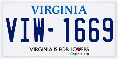 VA license plate VIW1669