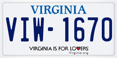 VA license plate VIW1670