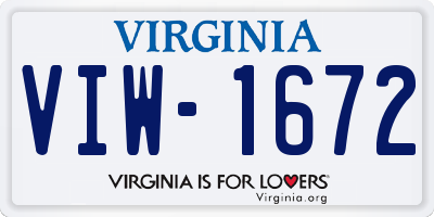VA license plate VIW1672