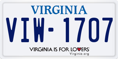 VA license plate VIW1707