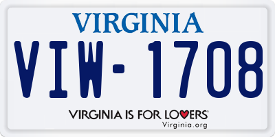 VA license plate VIW1708