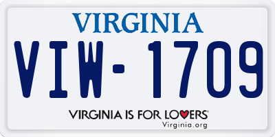 VA license plate VIW1709