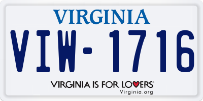 VA license plate VIW1716