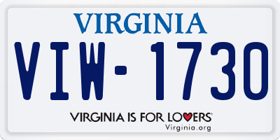 VA license plate VIW1730