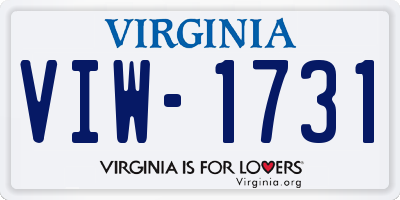 VA license plate VIW1731